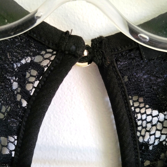 Revamped black lace and nude peplum top blouse. Size Large - Picture 5 of 11